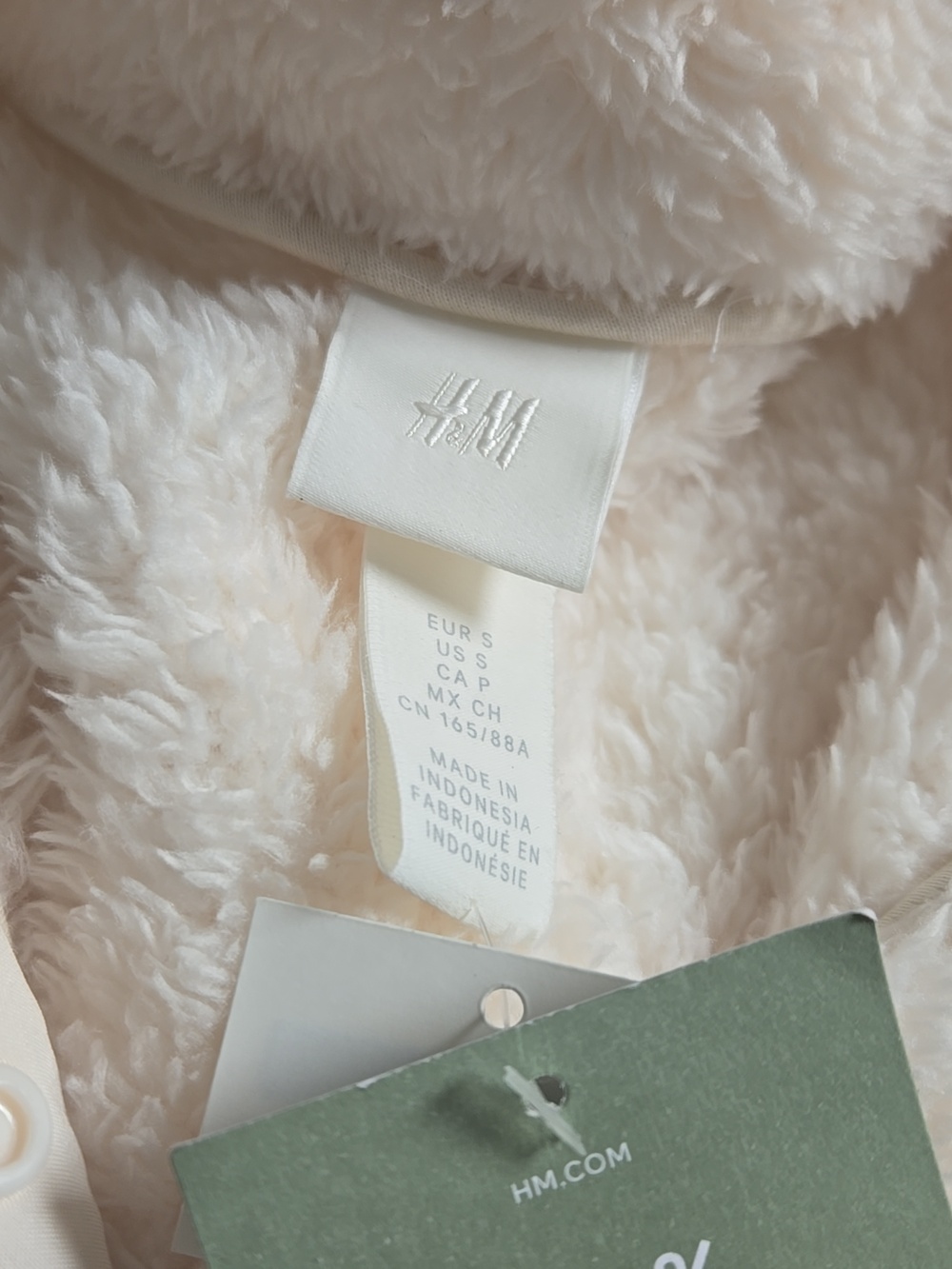 H&M Cream Teddy Sherpa Snap Pullover Jacket - Picture 2 of 2